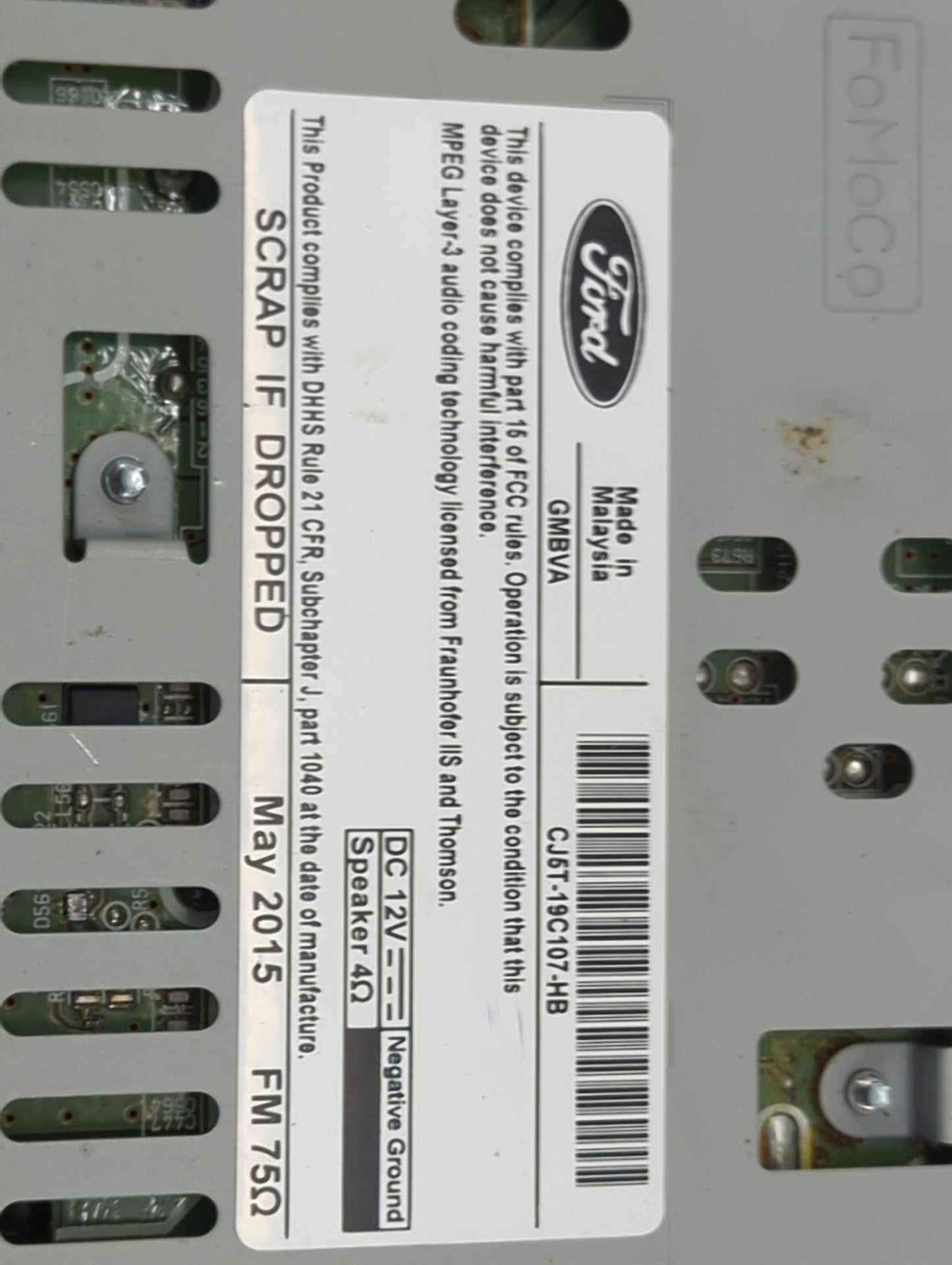 2015-2016 Ford Escape Radio AM FM Cd Player Receiver Replacement Fits Fits 2015 2016 OEM Used Auto Parts - Oemusedautoparts1