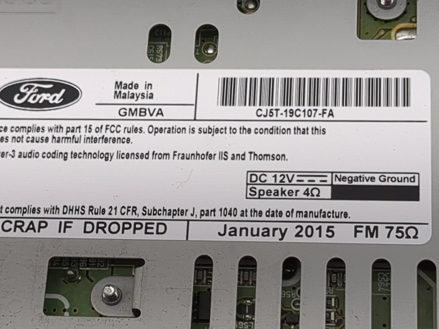 2013-2015 Ford Escape Radio AM FM Cd Player Receiver Replacement Fits Fits 2013 2014 2015 OEM Used Auto Parts - Oemusedautop