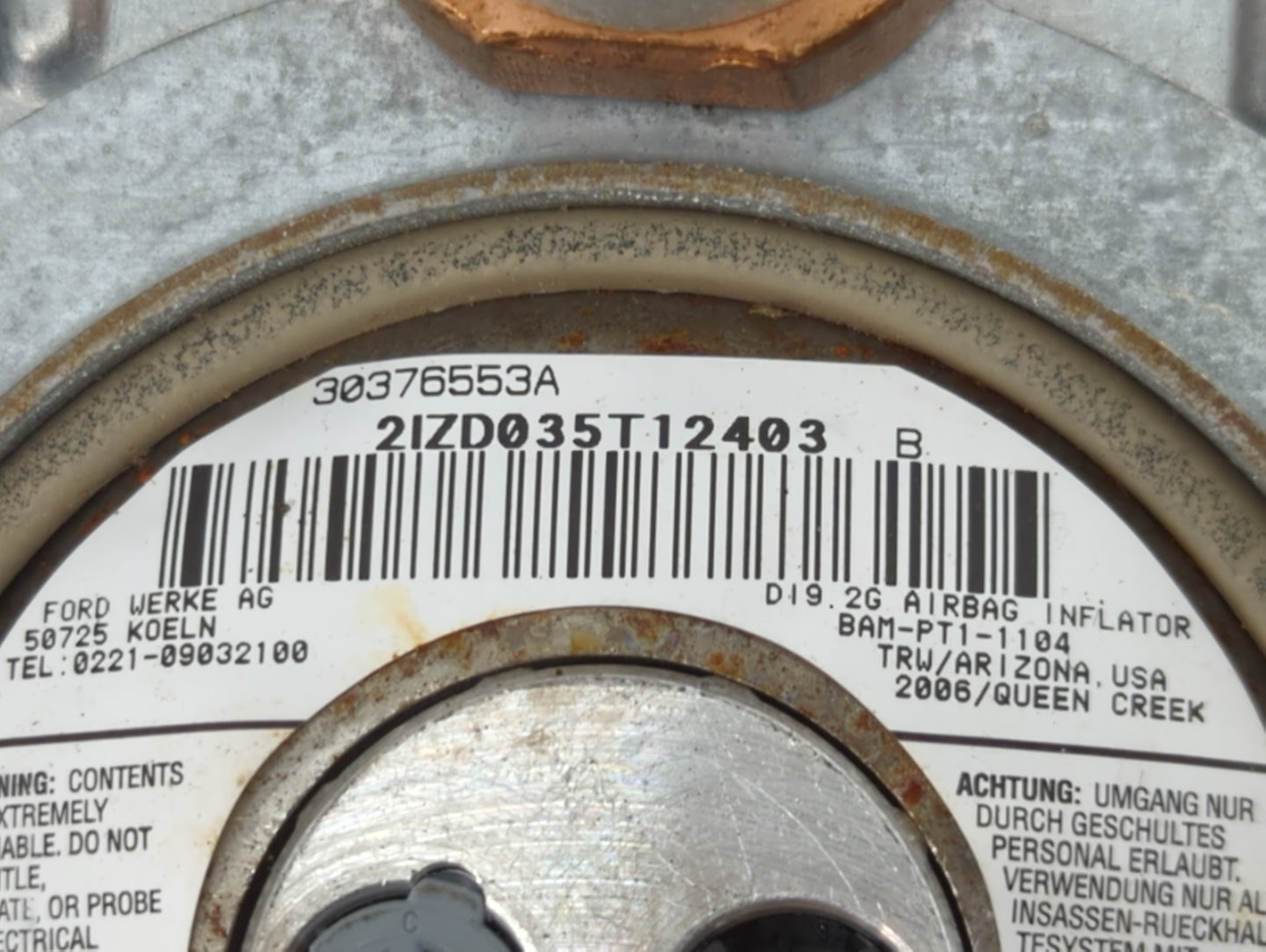 2006-2010 Ford Explorer Air Bag Driver Left Steering Wheel Mounted - Oemusedautoparts1.com