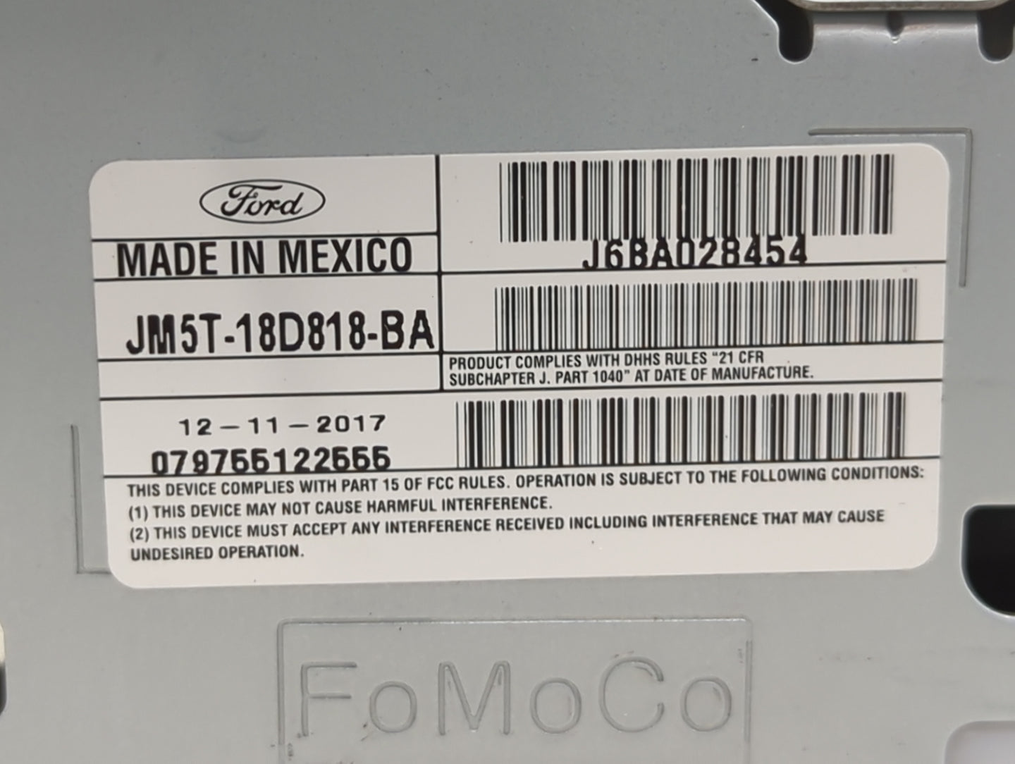 2018 Ford Focus Radio AM FM Cd Player Receiver Replacement Fits OEM Used Auto Parts - Oemusedautoparts1.com