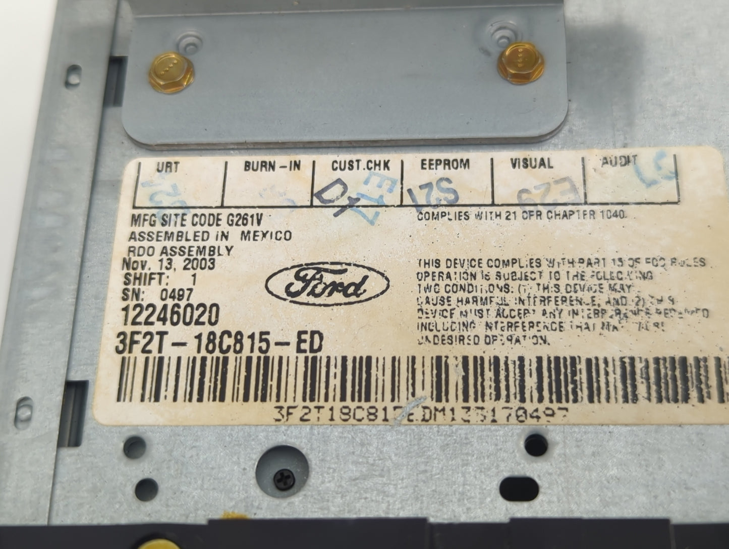 2004-2005 Ford Freestar Radio AM FM Cd Player Receiver Replacement Fits Fits 2004 2005 OEM Used Auto Parts - Oemusedautopart