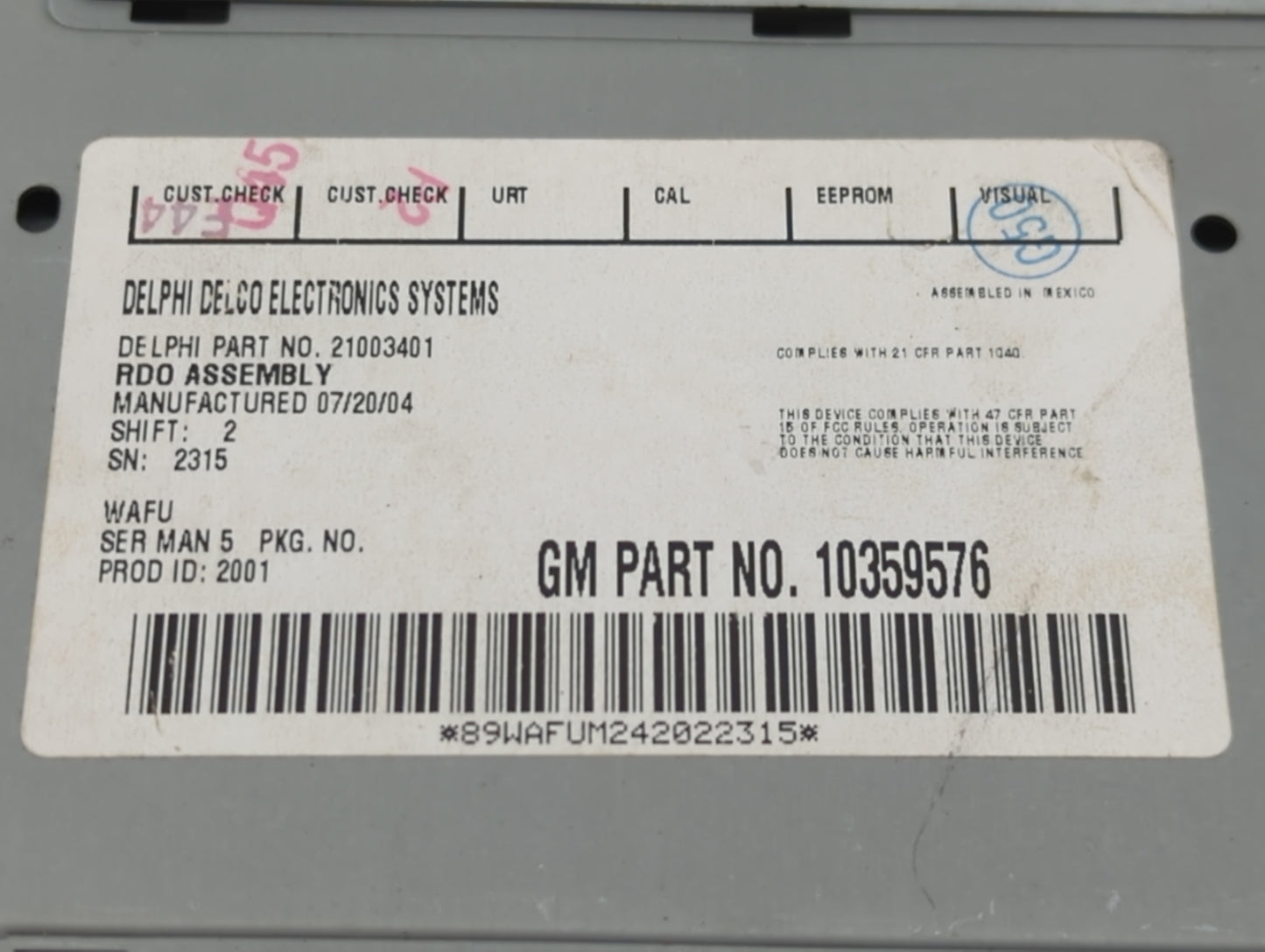 2005-2009 Gmc Envoy Radio AM FM Cd Player Receiver Replacement Fits Fits 2005 2006 2007 2008 2009 OEM Used Auto Parts - Oemu