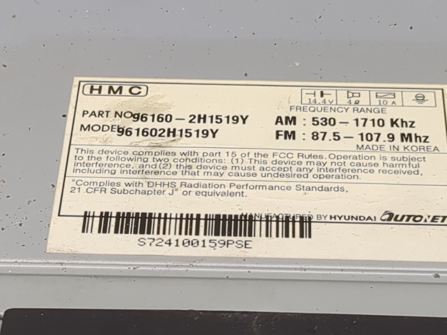 2007-2010 Hyundai Elantra Radio AM FM Cd Player Receiver Replacement Fits Fits 2007 2008 2009 2010 OEM Used Auto Parts - Oem