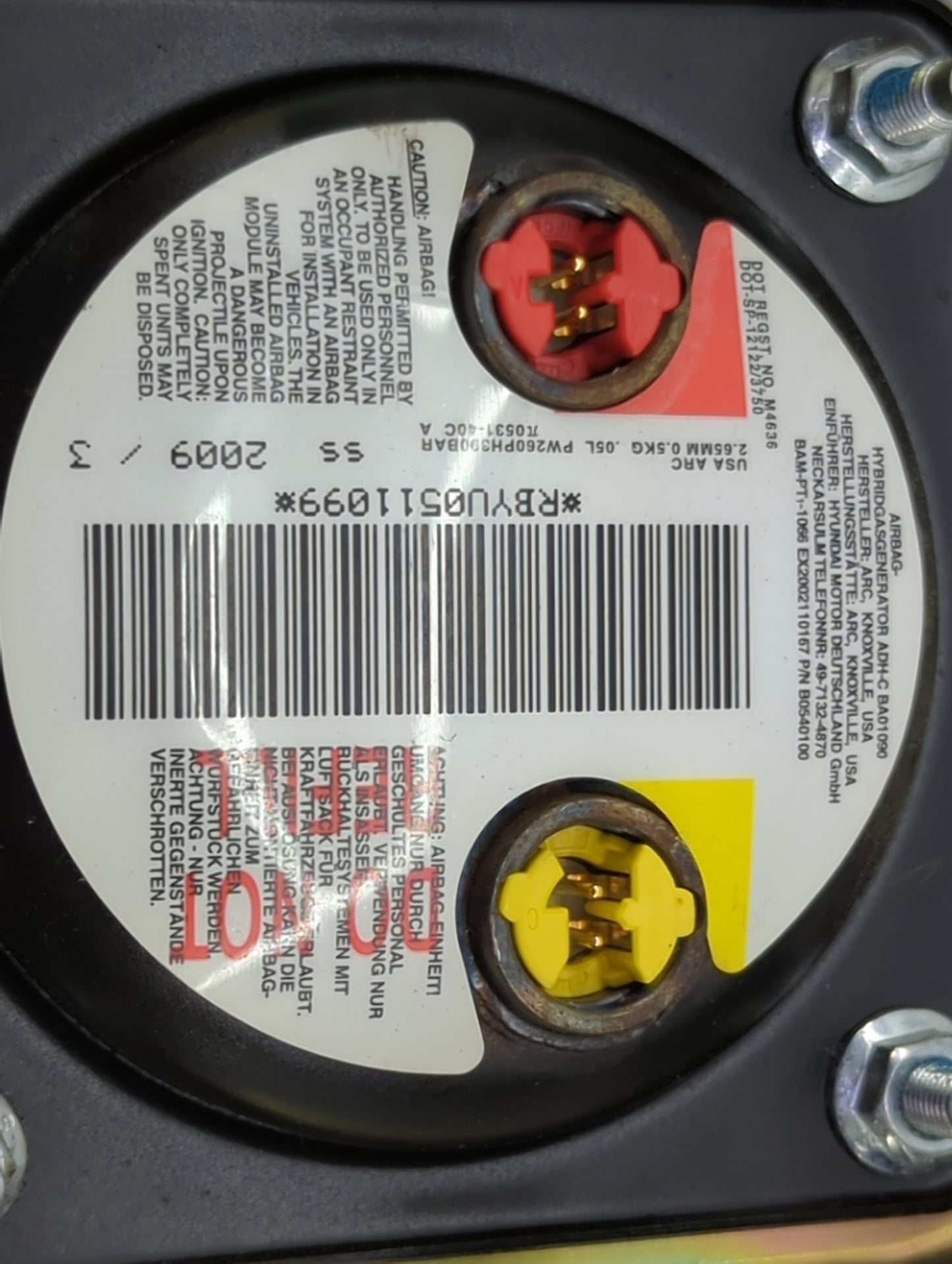 2009-2010 Hyundai Sonata Air Bag Driver Left Steering Wheel Mounted - Oemusedautoparts1.com