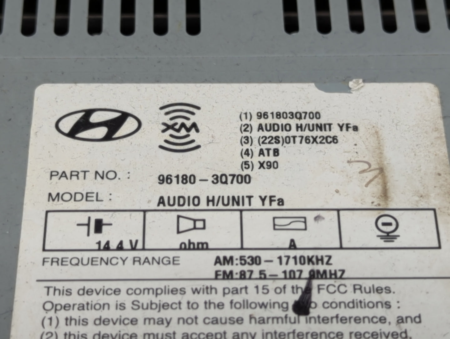 2013-2014 Hyundai Sonata Radio AM FM Cd Player Receiver Replacement Fits Fits 2013 2014 OEM Used Auto Parts - Oemusedautopar
