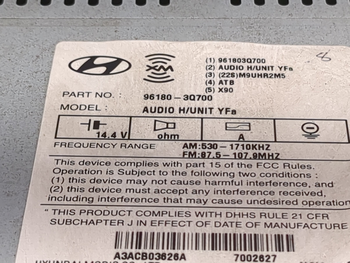 2013-2014 Hyundai Sonata Radio AM FM Cd Player Receiver Replacement Fits 2013 2014 OEM Used Auto Parts - Oemusedautoparts1.c