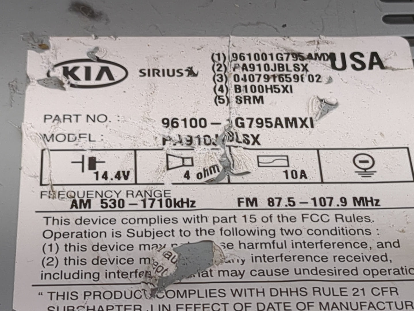 2009-2011 Kia Rio Radio AM FM Cd Player Receiver Replacement Fits Fits 2009 2010 2011 OEM Used Auto Parts - Oemusedautoparts