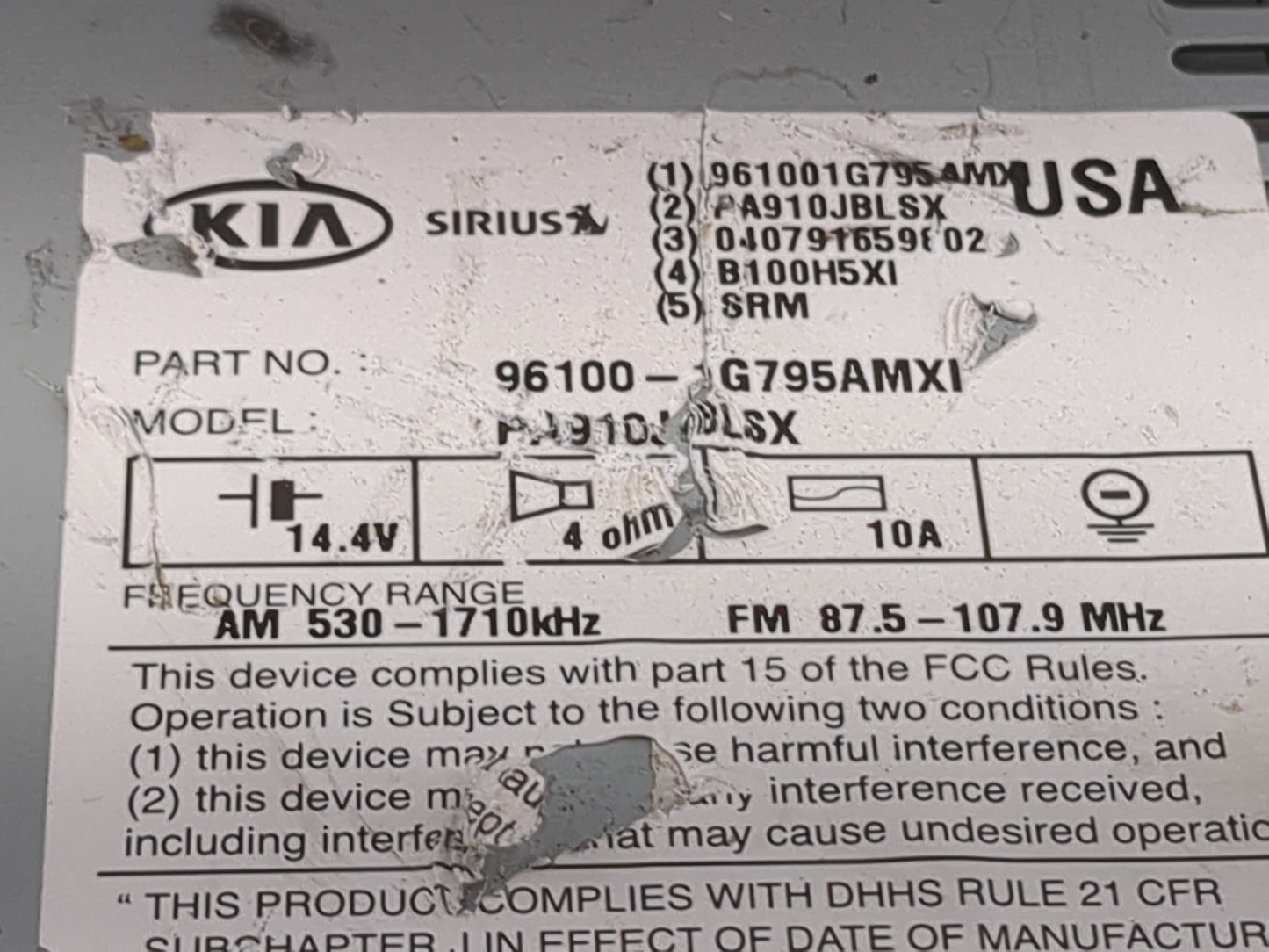 2009-2011 Kia Rio Radio AM FM Cd Player Receiver Replacement Fits Fits 2009 2010 2011 OEM Used Auto Parts - Oemusedautoparts