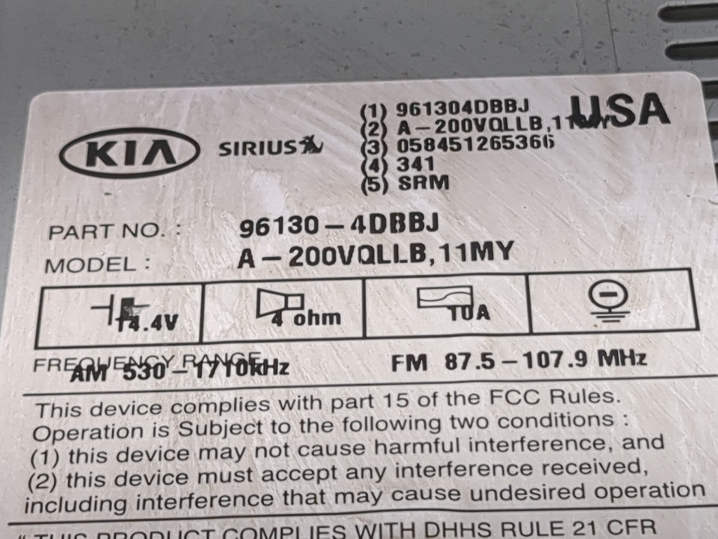 2011-2014 Kia Sedona Radio AM FM Cd Player Receiver Replacement Fits Fits 2011 2012 2014 OEM Used Auto Parts - Oemusedautopa