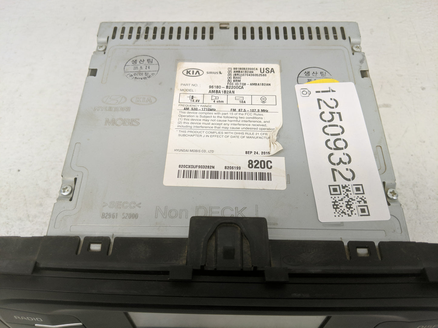 0 Kia Soul Radio AM FM Cd Player Receiver Replacement P/N:96160-A7701WK Fits OEM Used Auto Parts - Oemusedautoparts1.com