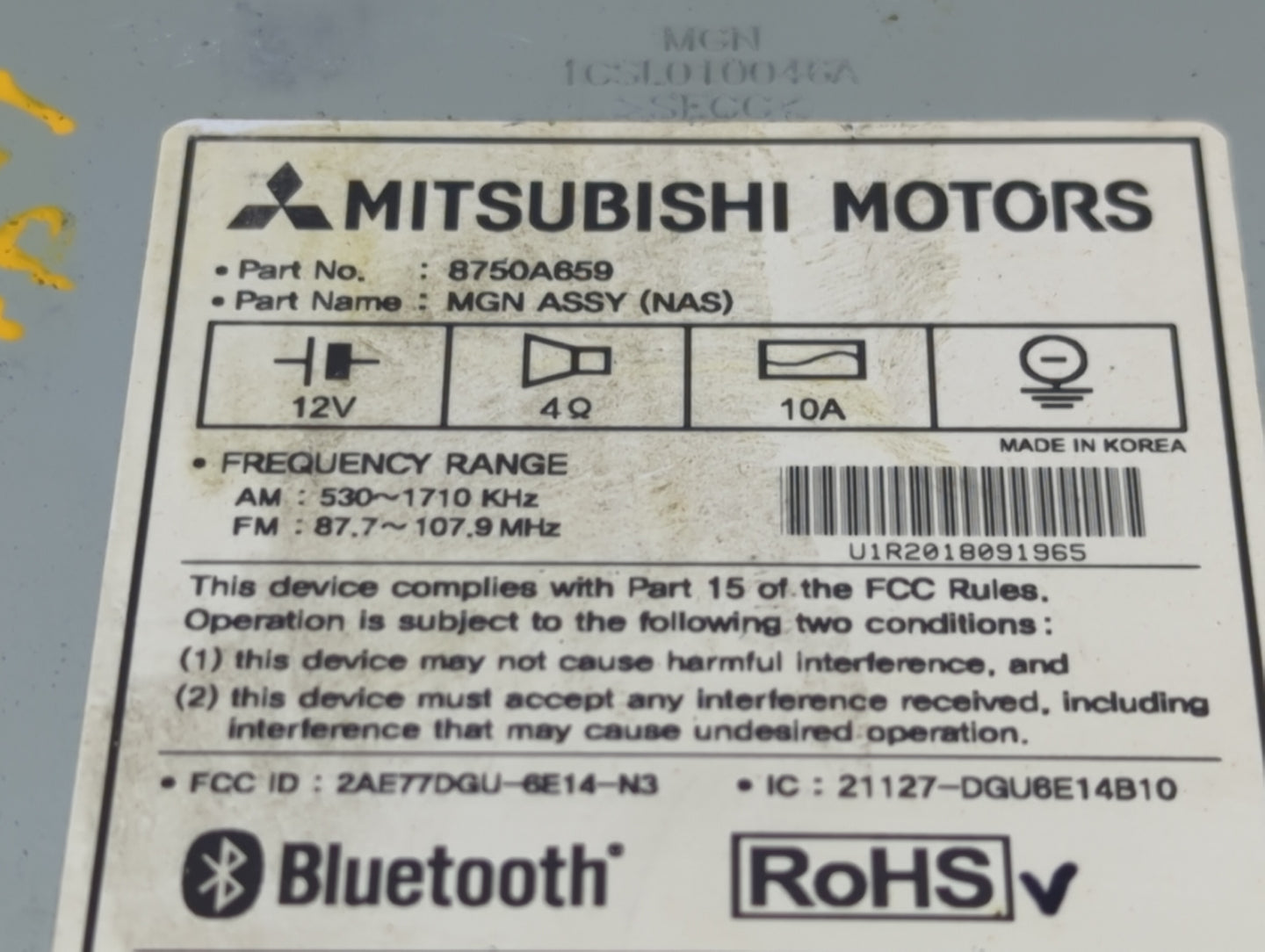 0 Mitsubishi Mirage Radio AM FM Cd Player Receiver Replacement Fits OEM Used Auto Parts - Oemusedautoparts1.com