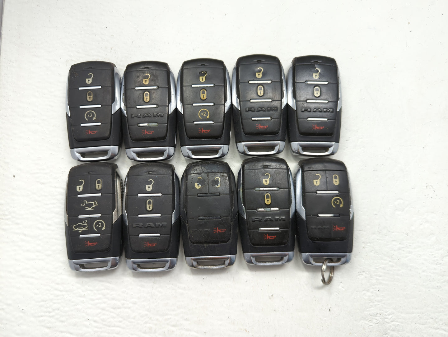 Lot of 10 Ram Keyless Entry Remote Fob MIXED FCC IDS MIXED PART NUMBERS - Oemusedautoparts1.com