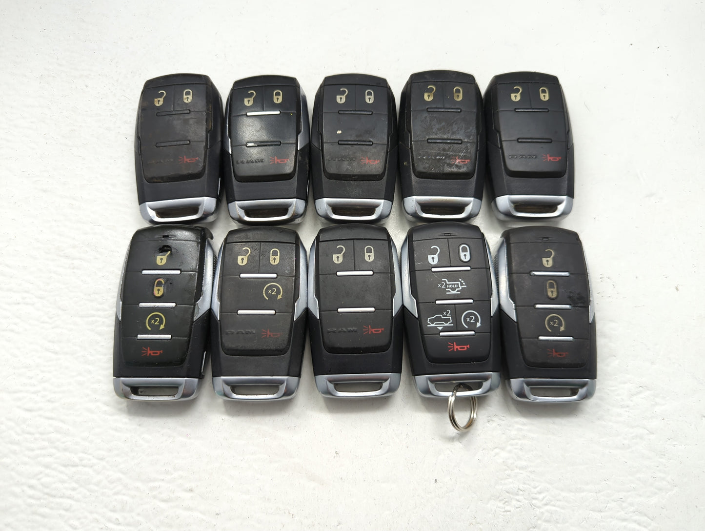 Lot of 10 Ram Keyless Entry Remote Fob GQ4-76T | OHT4882056 MIXED PART - Oemusedautoparts1.com