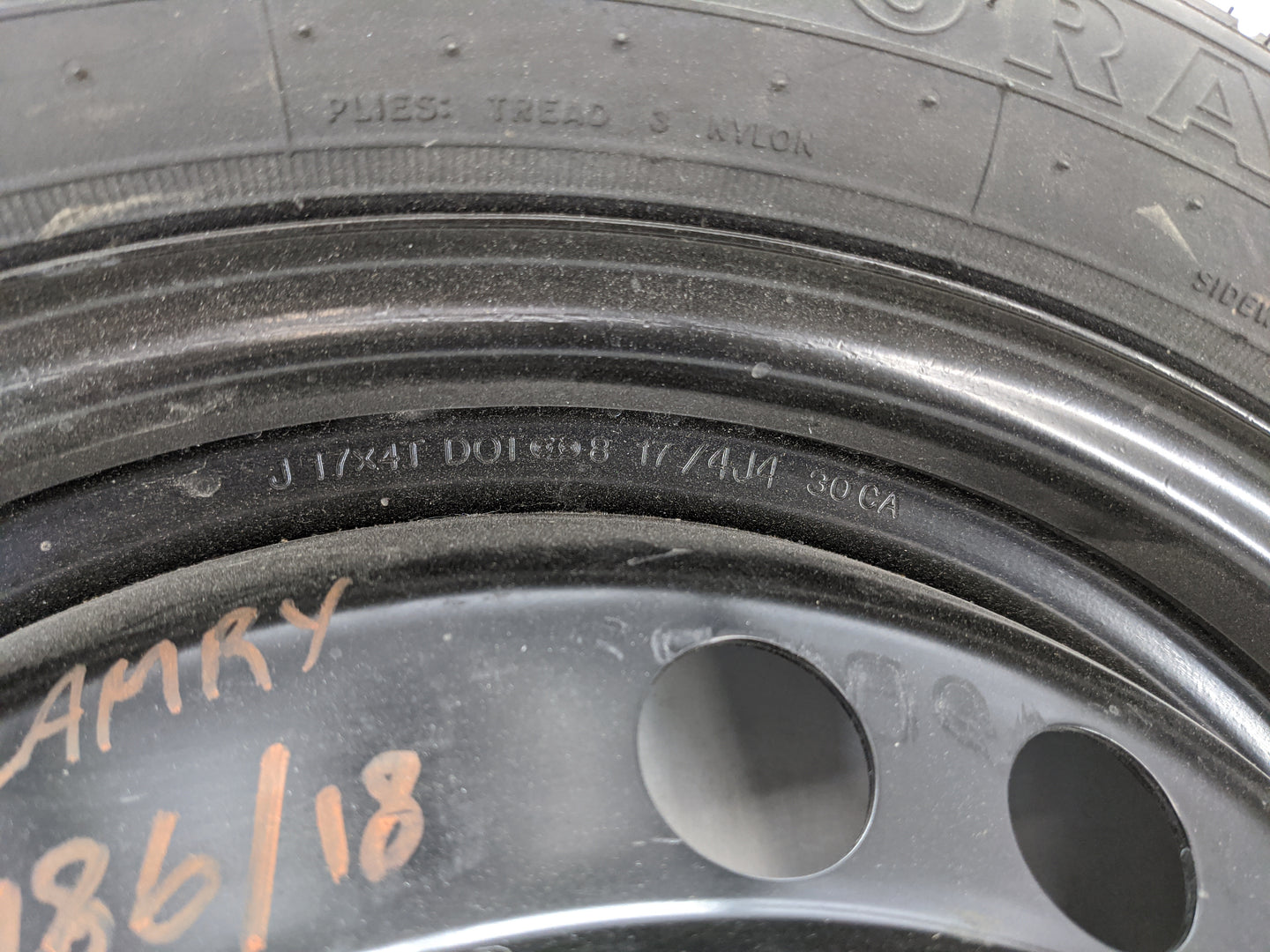 2018-2022 Toyota Camry Spare Donut Tire Wheel Rim Oem - Oemusedautoparts1.com
