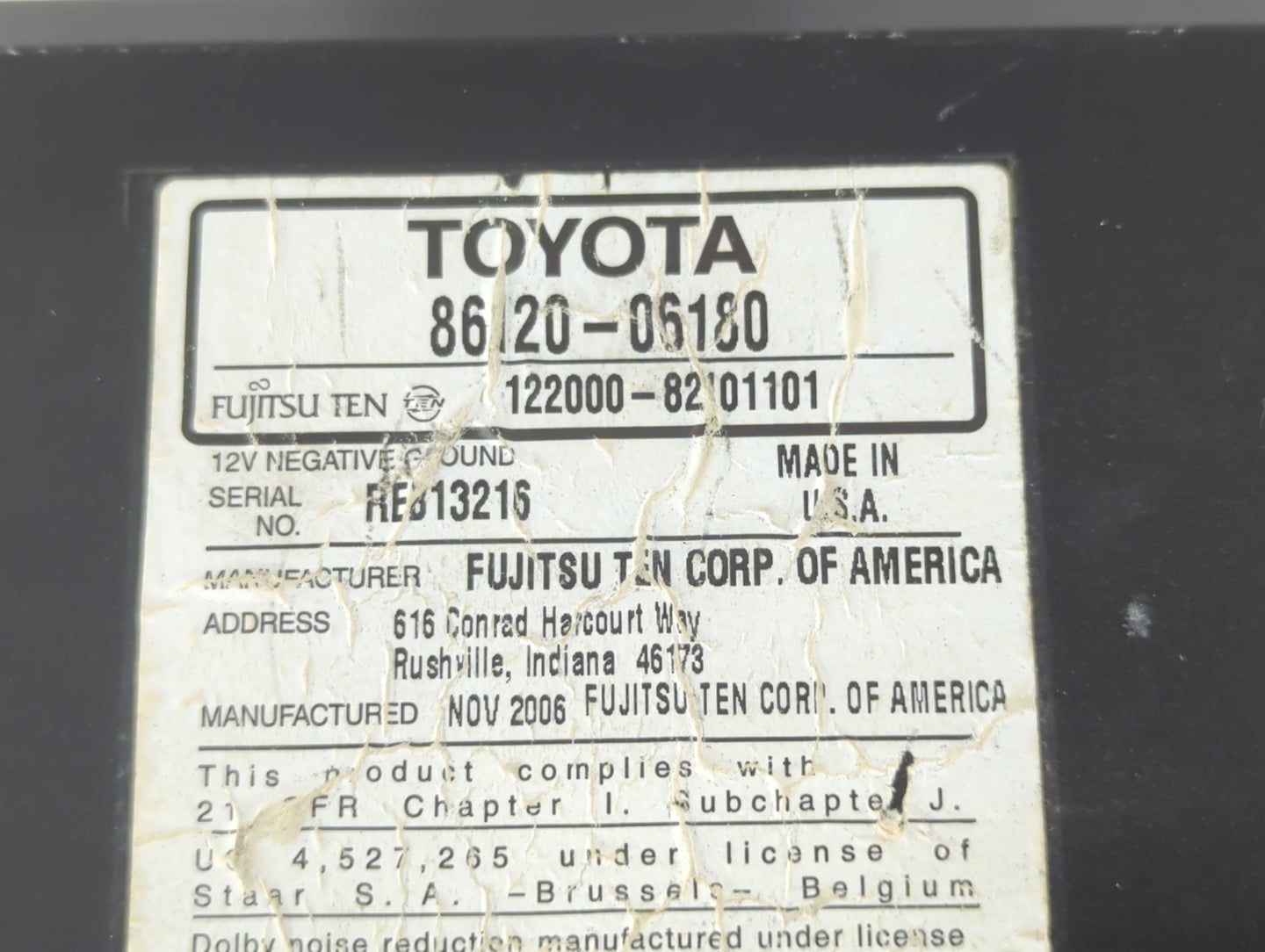 2007-2009 Toyota Camry Radio AM FM Cd Player Receiver Replacement P/N:86120-06182 86120-33890 Fits Fits 2007 2008 2009 OEM U