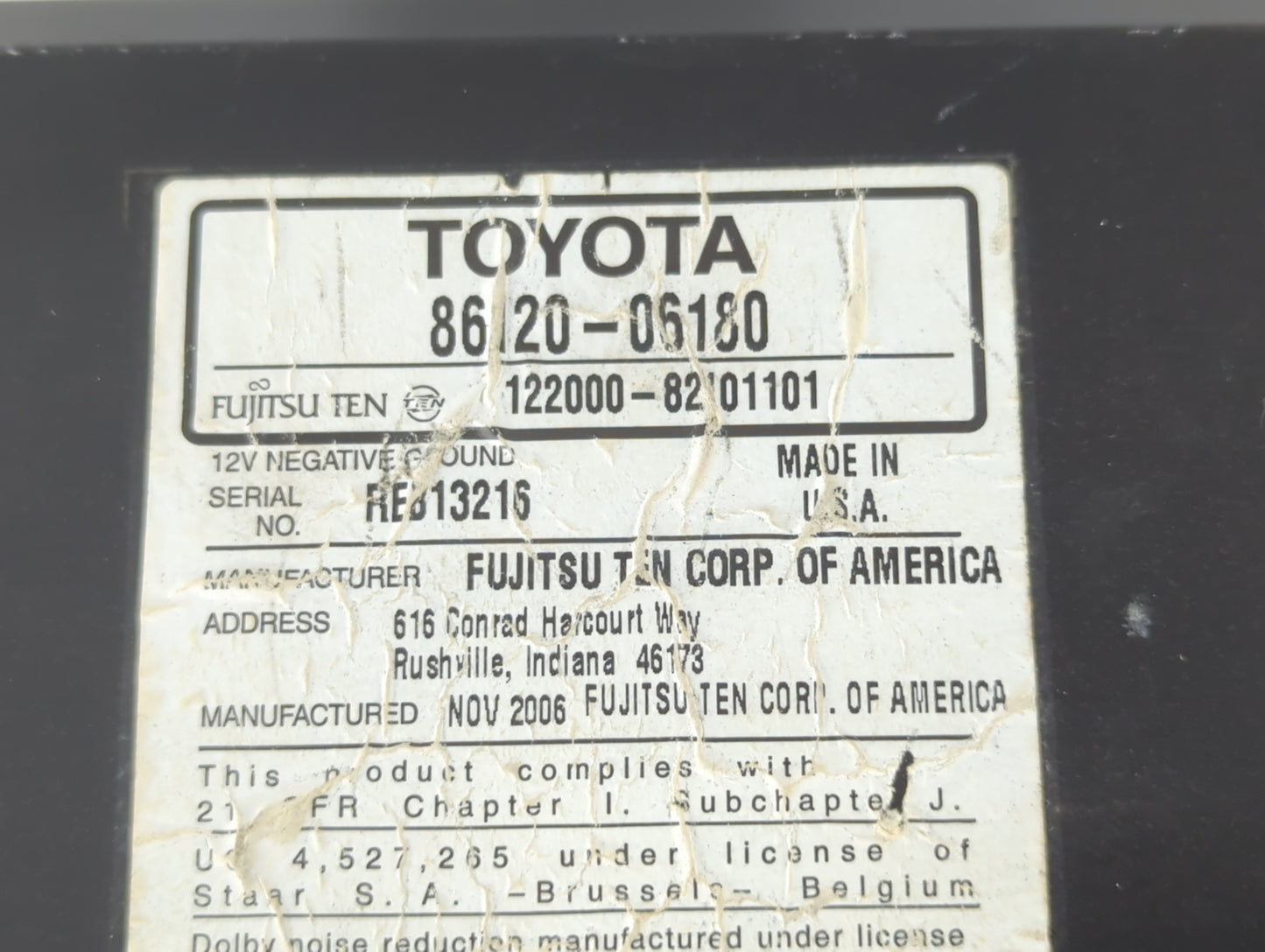 2007-2009 Toyota Camry Radio AM FM Cd Player Receiver Replacement P/N:86120-06182 86120-33890 Fits Fits 2007 2008 2009 OEM U