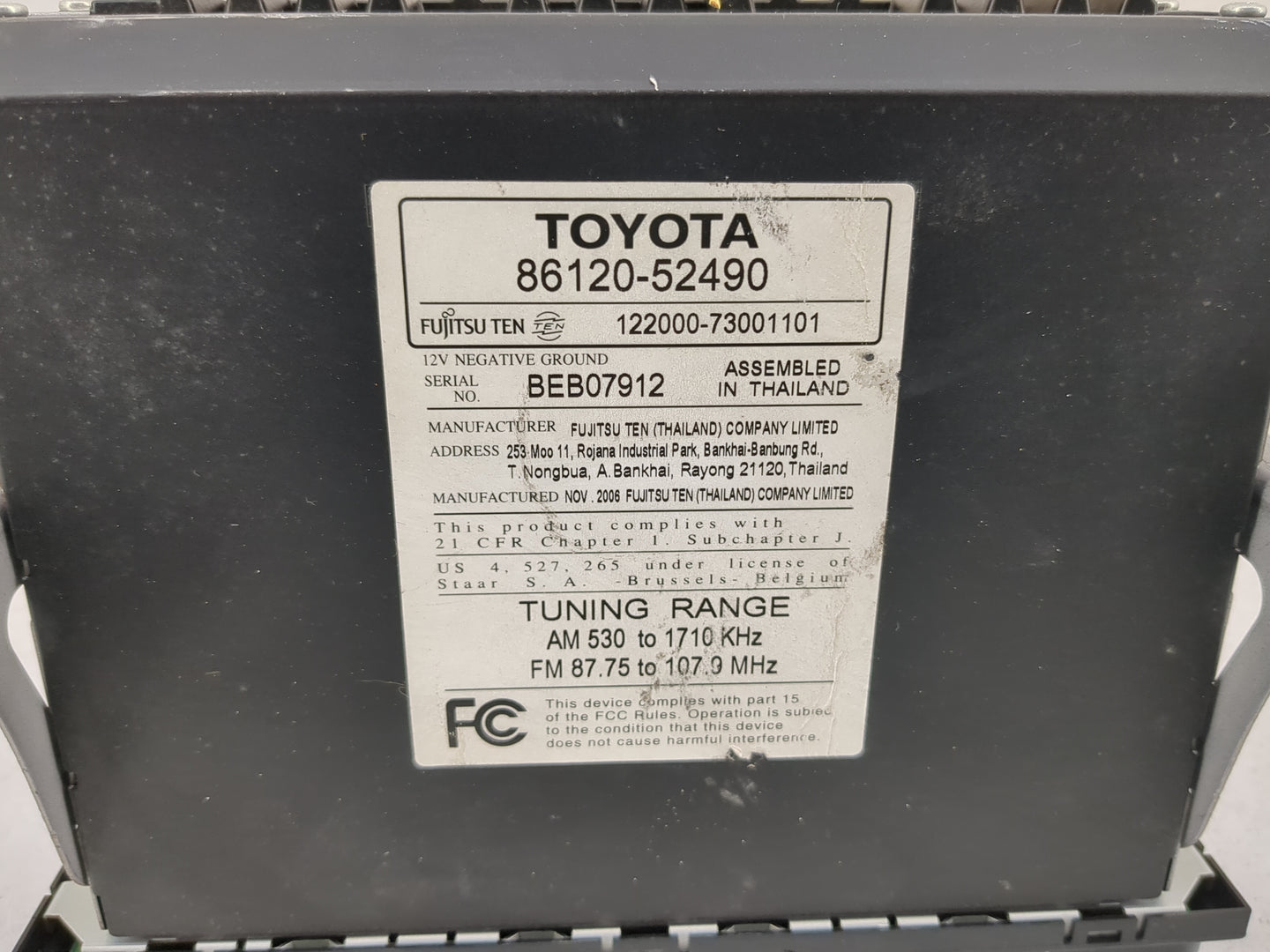 2006-2008 Toyota Yaris Radio AM FM Cd Player Receiver Replacement Fits Fits 2006 2007 2008 OEM Used Auto Parts - Oemusedauto