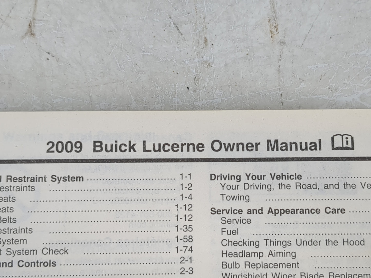 2009 Buick Lucerne Owners Manual Book Guide P/N:15888659 OEM Used Auto Parts