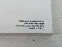 2008 Toyota Camry Owners Manual Book Guide P/N:01999-33751 OEM Used Auto Parts