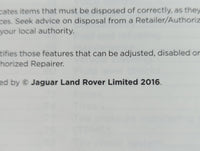 2016 Jaguar F-Pace Owners Manual Book Guide P/N:JJM 18 01 38 181 OEM Used Auto Parts
