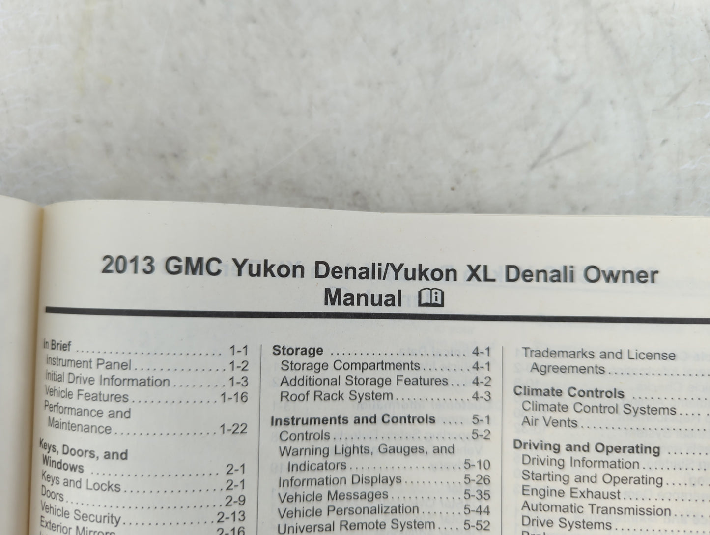 2013 Gmc Yukon Owners Manual Book Guide P/N:20955532 OEM Used Auto Parts