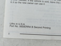 2006 Gmc Sierra Owners Manual Book Guide P/N:06SIERRA B OEM Used Auto Parts