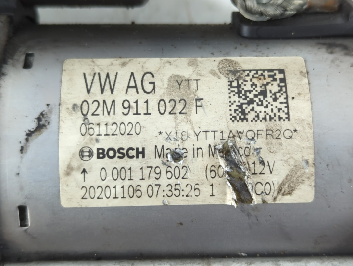 2018-2022 Volkswagen Tiguan Car Starter Motor Solenoid OEM P/N:02M 911 022 F Fits Fits 2018 2019 2020 2021 2022 OEM Used Auto Parts - Oemusedautoparts1.com