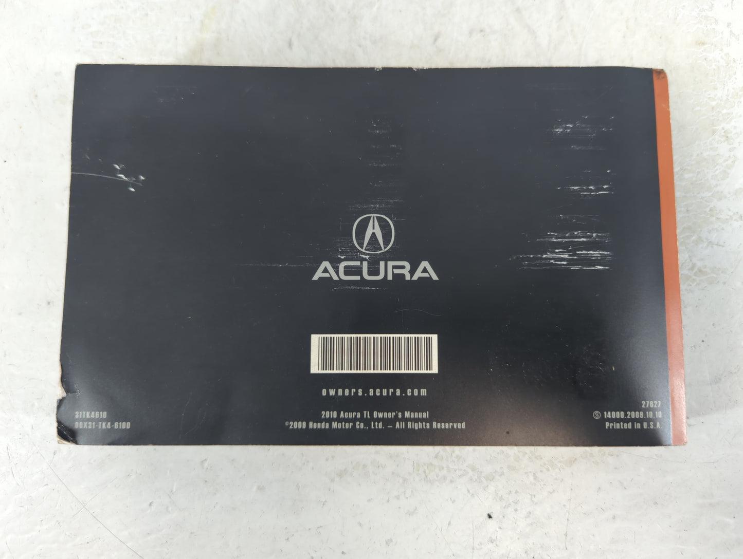 2010 Acura Tl Owners Manual Book Guide P/N:00X31-TK4-6100 OEM Used Auto Parts - Oemusedautoparts1.com