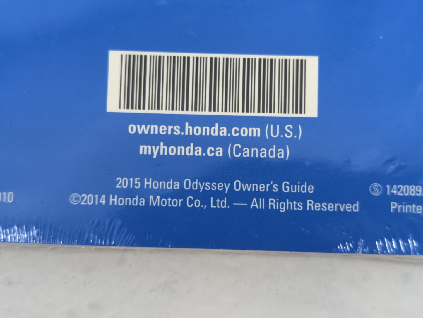 2015 Honda Odyssey Owners Manual Book Guide P/N:31TK8G01 00X31-TK8-G010 OEM Used Auto Parts