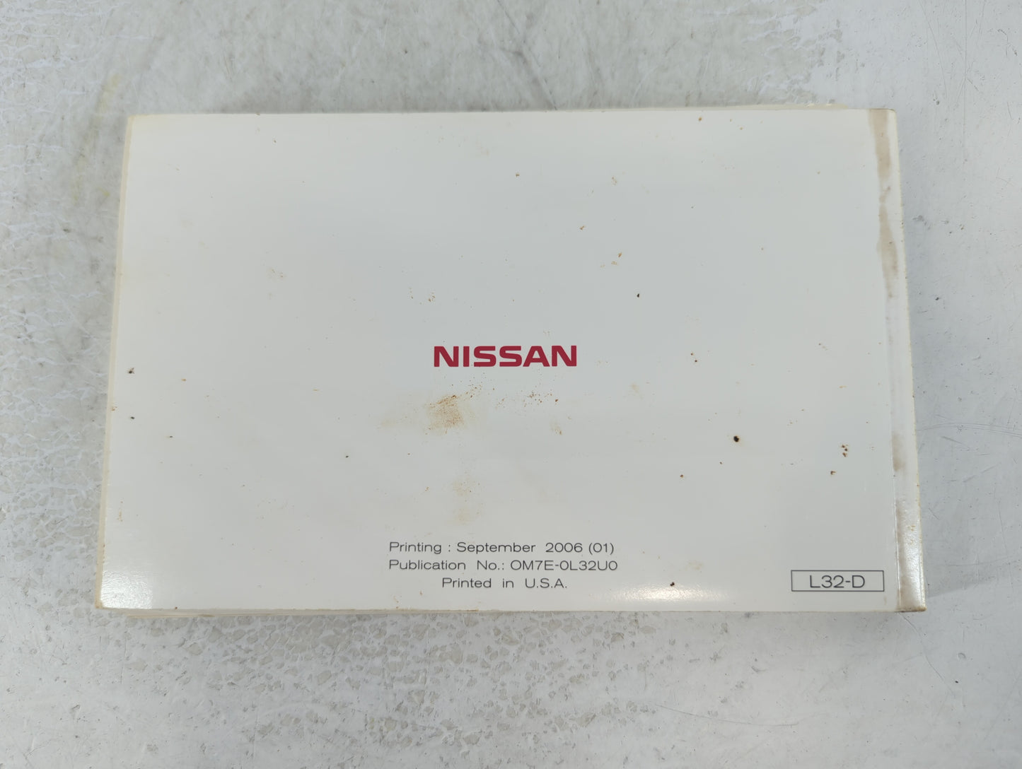 2007 Nissan Altima Owners Manual Book Guide P/N:OM7E-0L32U0 OEM Used Auto Parts