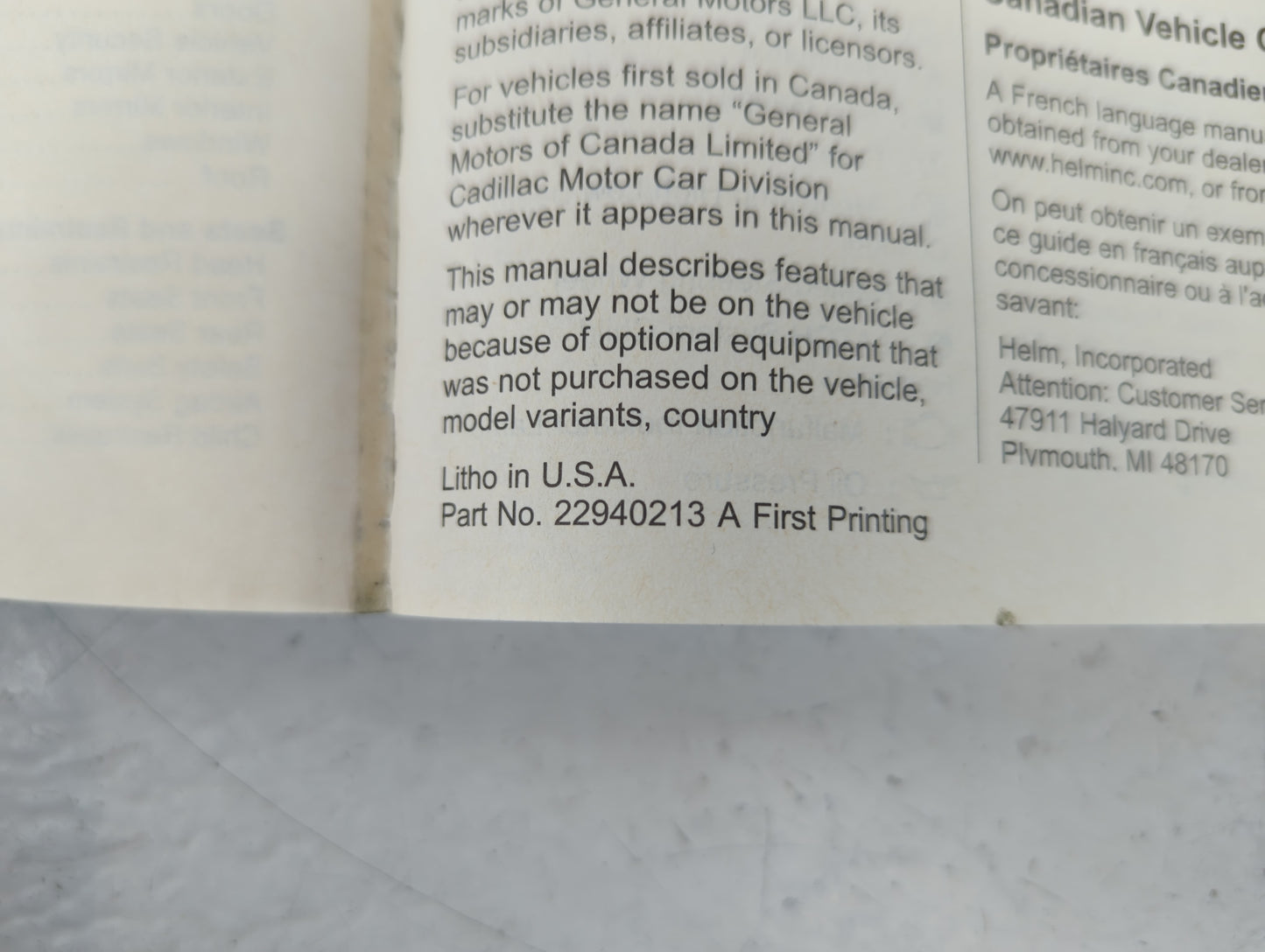 2015 Cadillac Xt5 Owners Manual Book Guide P/N:22940213 A OEM Used Auto Parts