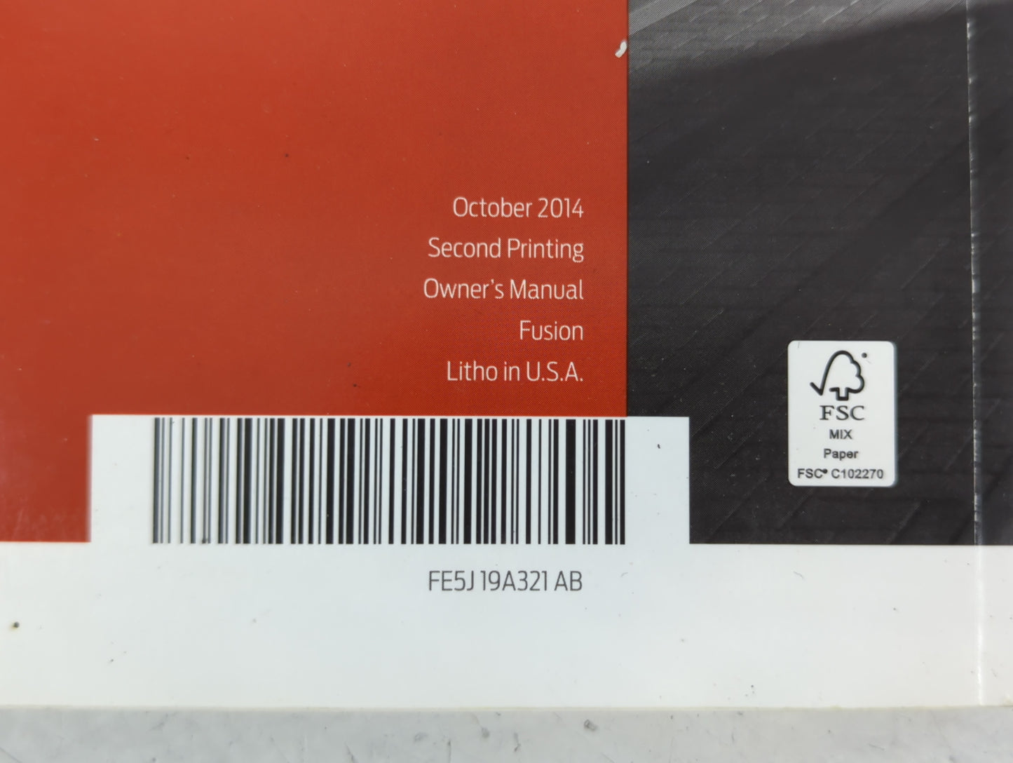 2015 Ford Fusion Owners Manual Book Guide P/N:FE5J 19A321 AB OEM Used Auto Parts