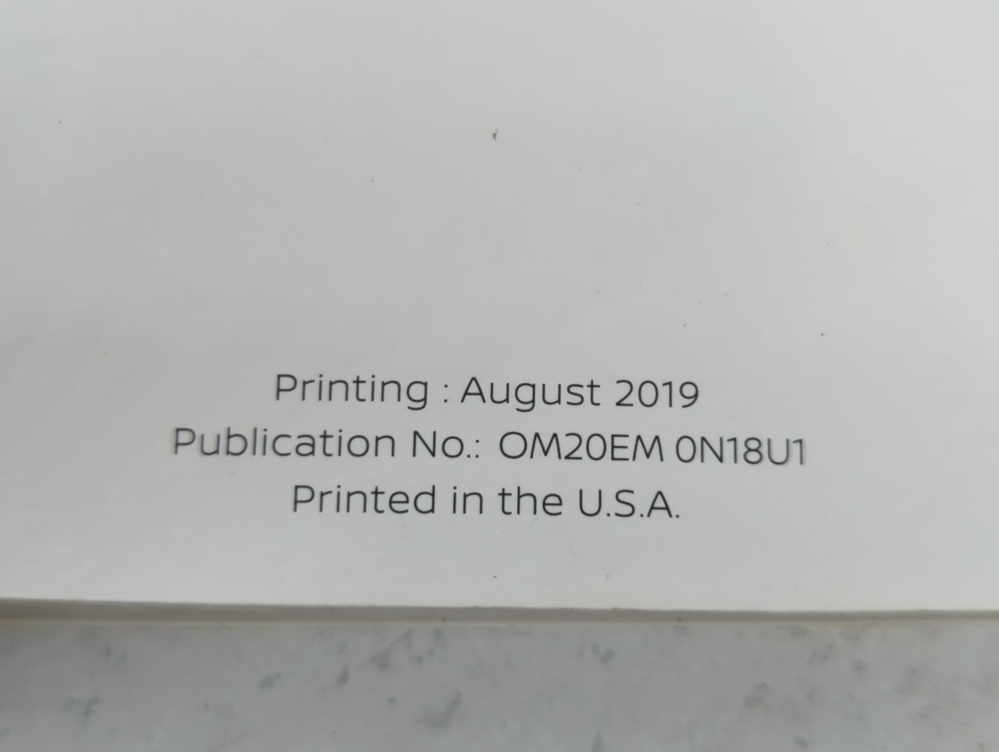 2020 Nissan Versa Owners Manual Book Guide P/N:OM20EM 0N18U1 OEM Used Auto Parts