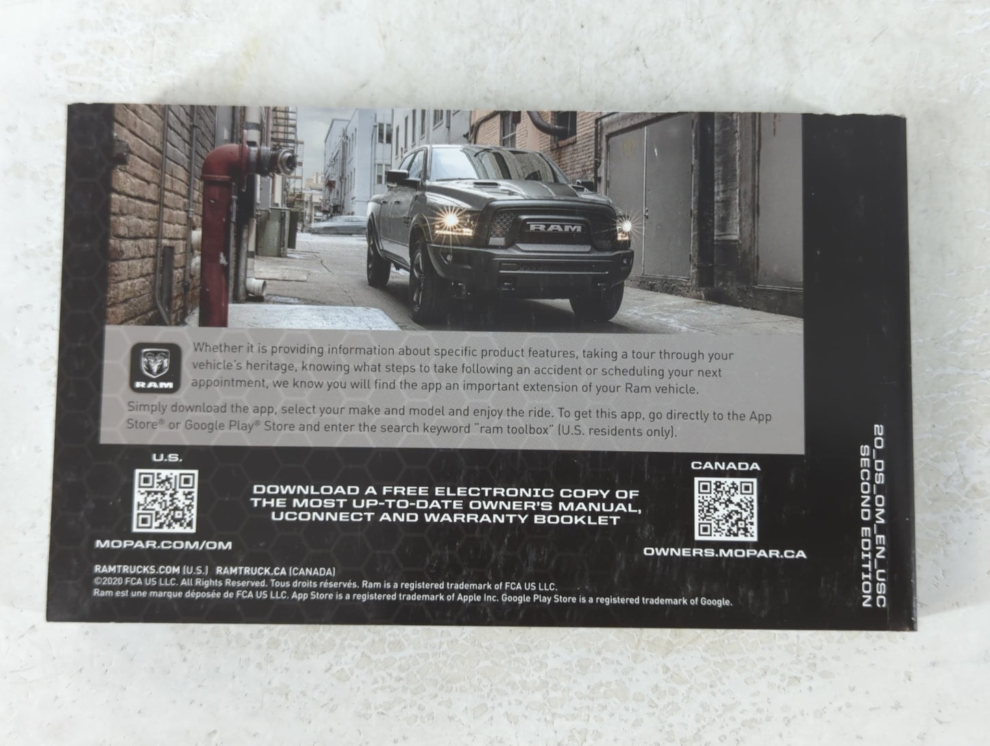 2020 Dodge Ram 1500 Owners Manual Book Guide OEM Used Auto Parts