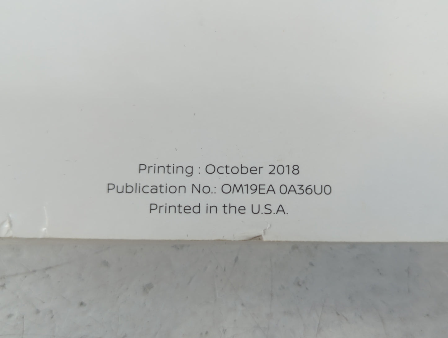 2019 Nissan Maxima Owners Manual Book Guide P/N:OM19EA 0A36U0 OEM Used Auto Parts