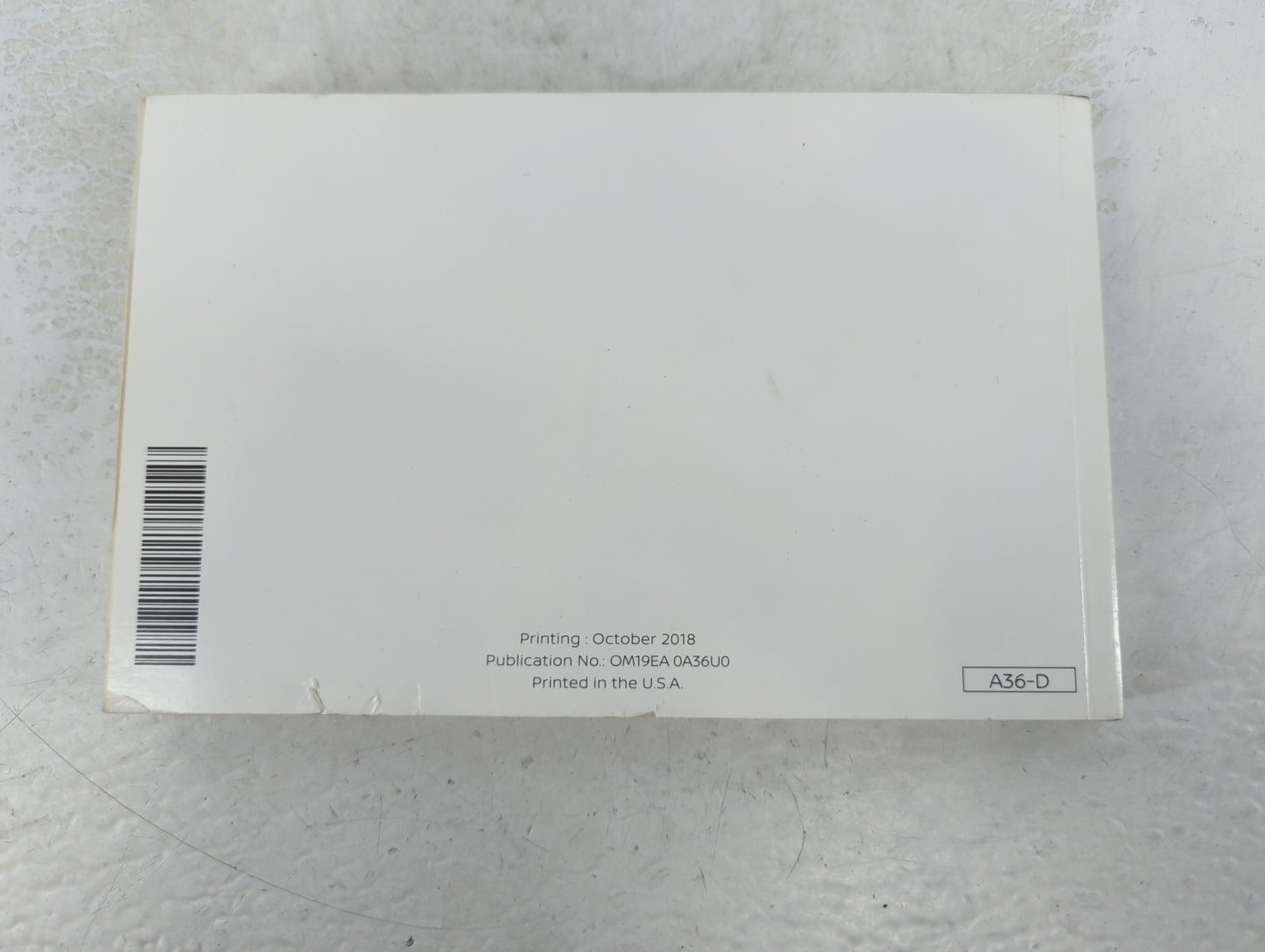 2019 Nissan Maxima Owners Manual Book Guide P/N:OM19EA 0A36U0 OEM Used Auto Parts