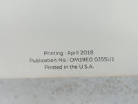 2019 Infiniti Qx50 Owners Manual Book Guide P/N:OM19E0 0J55U1 OEM Used Auto Parts