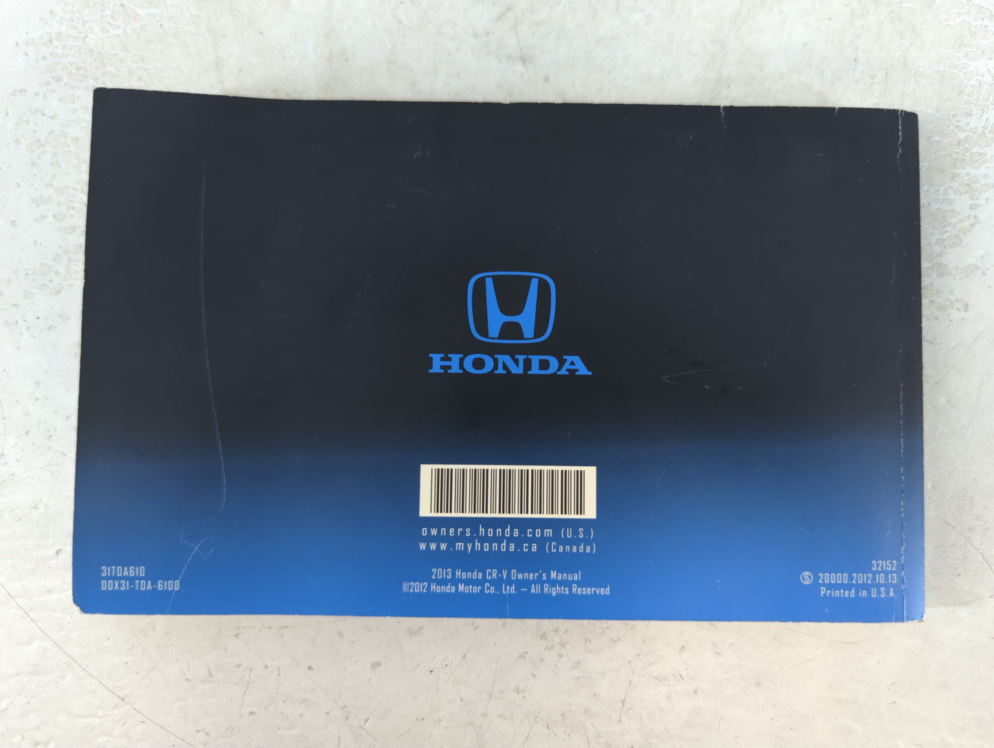 2013 Honda Cr-V Owners Manual Book Guide P/N:00X31-T0A-6100 OEM Used Auto Parts