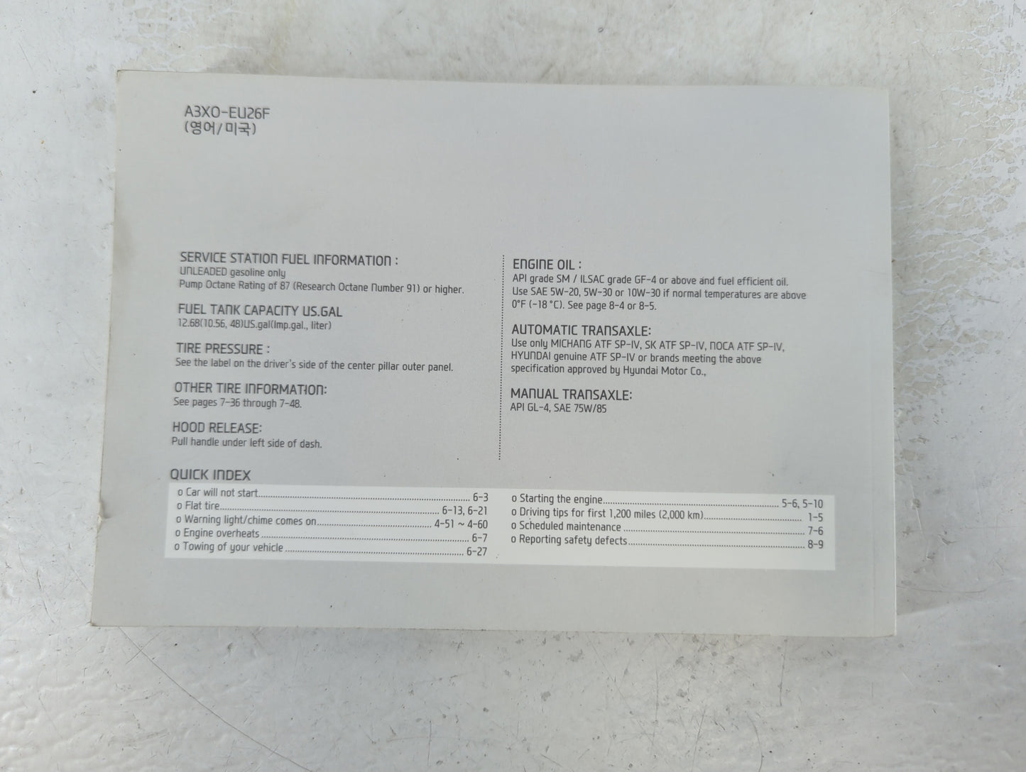 2013 Hyundai Elantra Owners Manual Book Guide P/N:A3X0-EU26F OEM Used Auto Parts