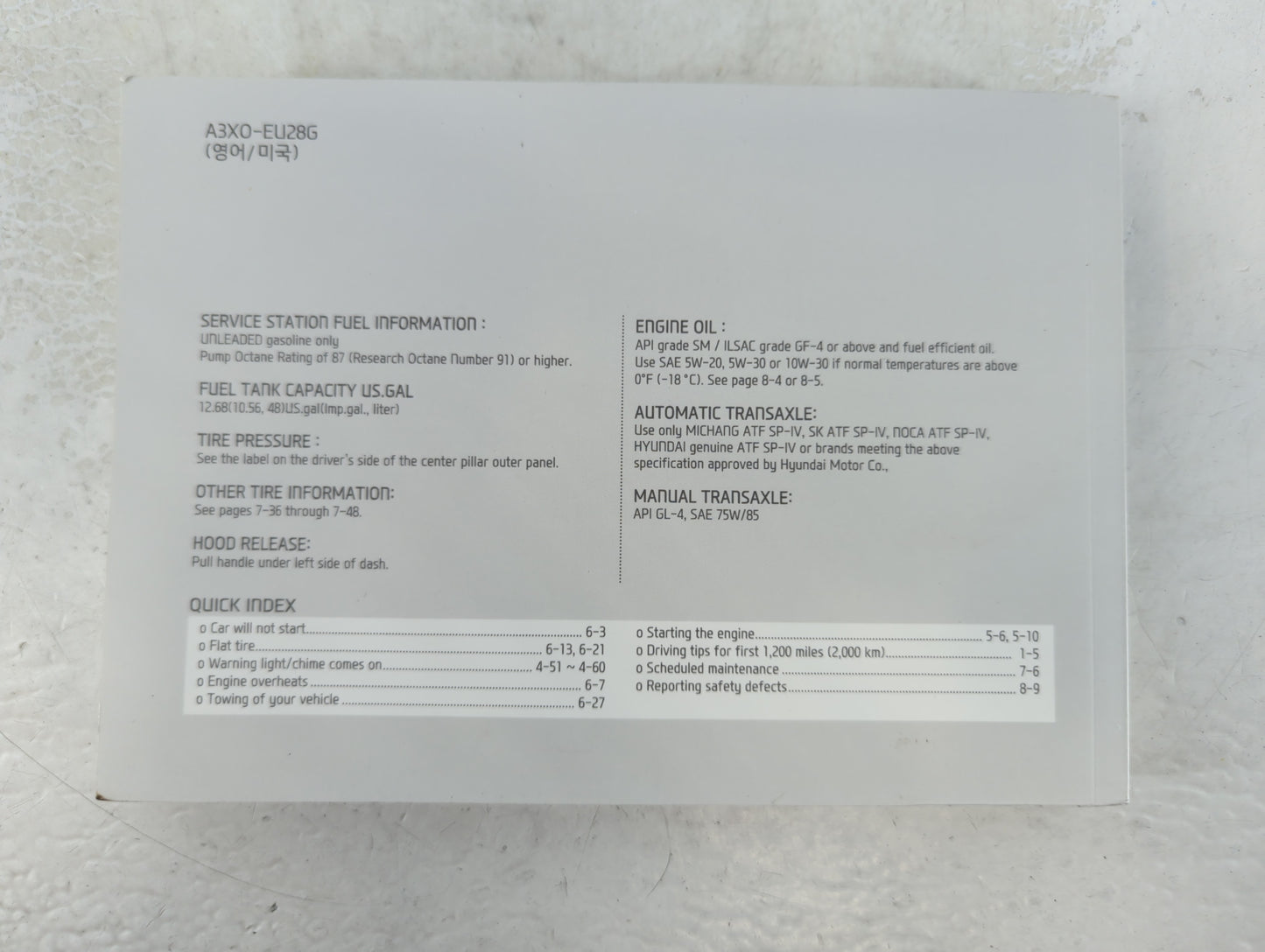 2013 Hyundai Elantra Owners Manual Book Guide P/N:A3X0-EU28G OEM Used Auto Parts