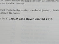 2016 Jaguar F-Pace Owners Manual Book Guide OEM Used Auto Parts