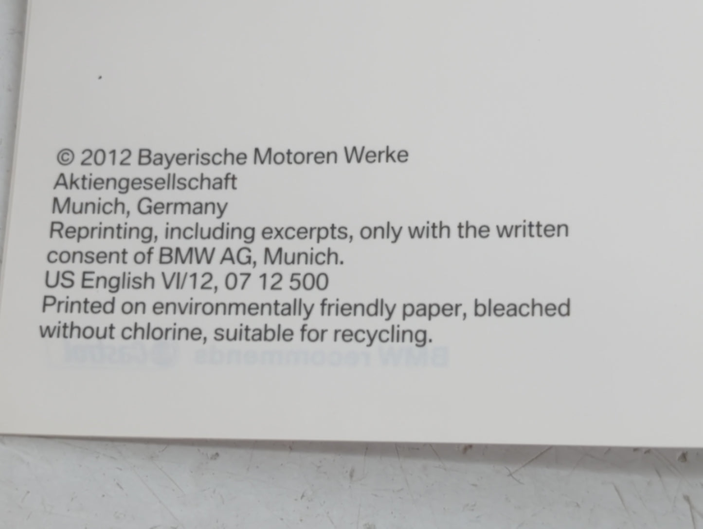 2012 Bmw X1 Owners Manual Book Guide P/N:01 40 2 914 573 OEM Used Auto Parts