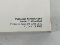 2010 Toyota Prius Owners Manual Book Guide P/N:01999-47668 OEM Used Auto Parts