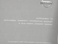 2016 Nissan Altima Owners Manual Book Guide P/N:LL16EA NALLU1 OEM Used Auto Parts