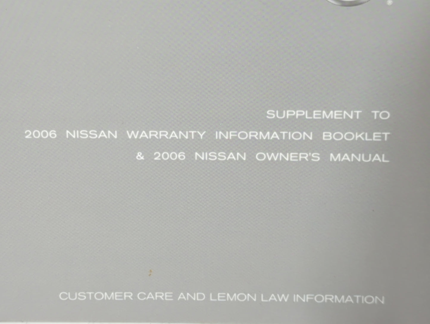 2006 Nissan Murano Owners Manual Book Guide P/N:CA016 OEM Used Auto Parts