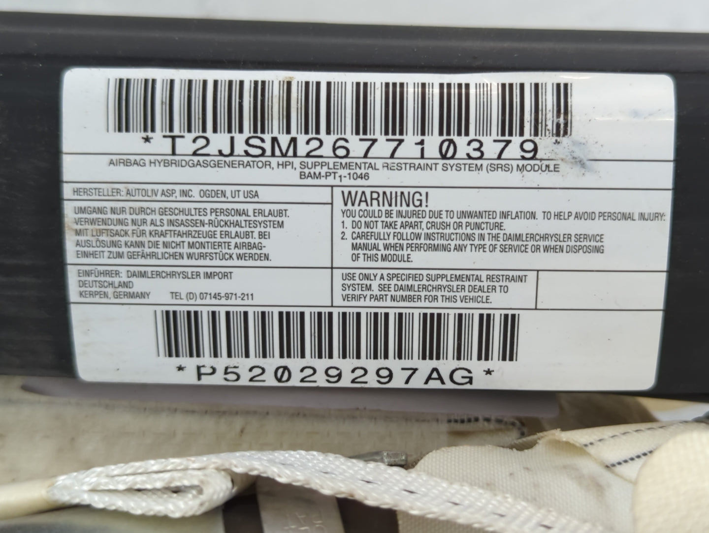 2006-2010 Jeep Grand Cherokee Passenger Curtain Air Bag Oem - Oemusedautoparts1.com