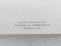 2018 Nissan Sentra Owners Manual Book Guide P/N:OM18EM 0B17U0 OEM Used Auto Parts