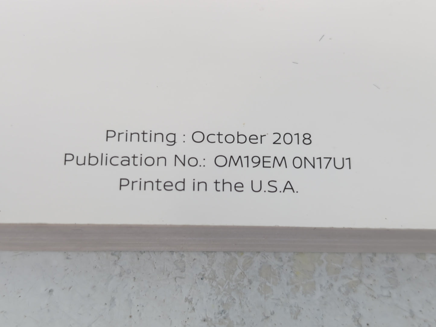 2019 Nissan Versa Owners Manual Book Guide P/N:OM19EM 0N17U1 OEM Used Auto Parts