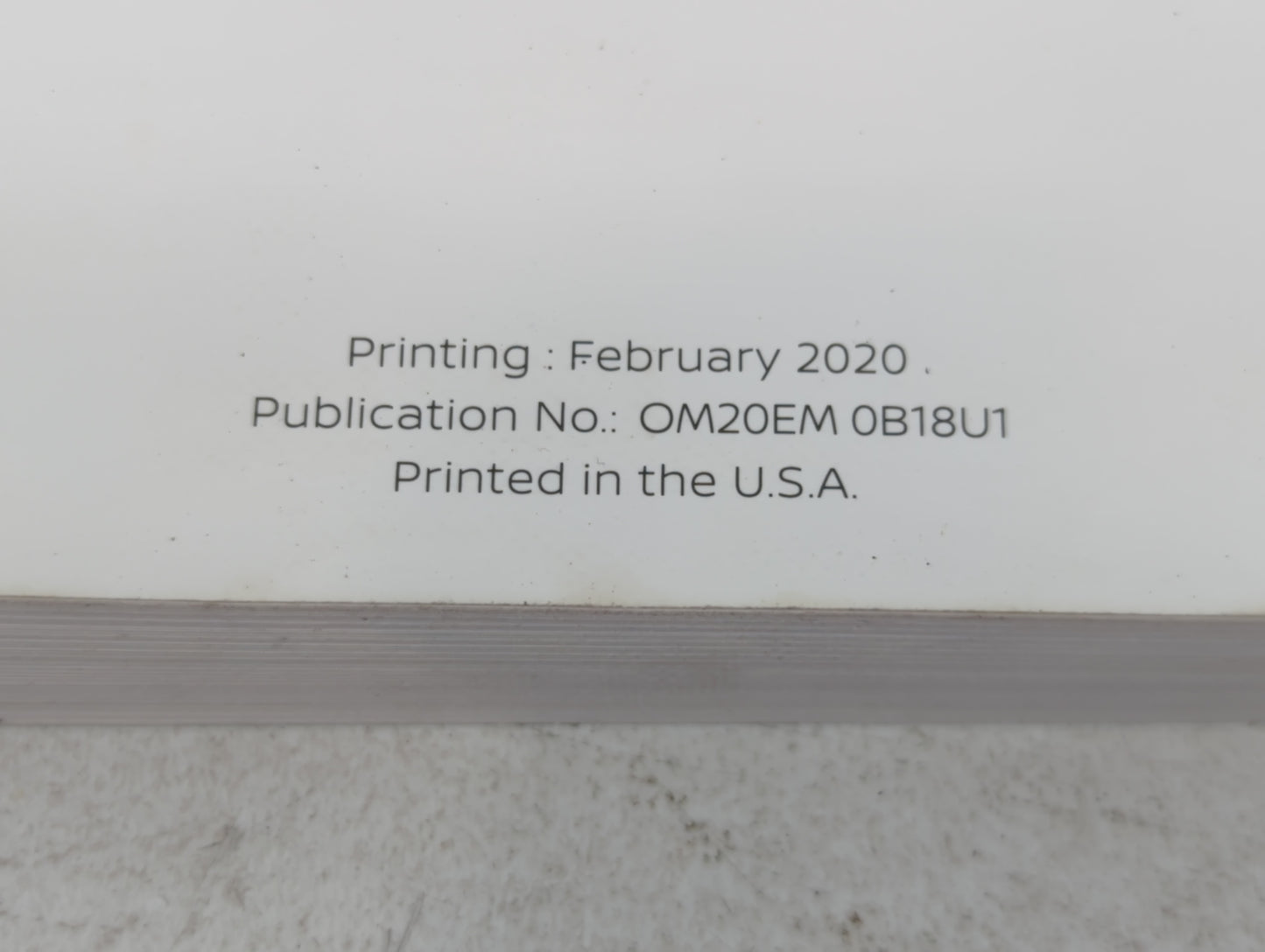 2020 Nissan Sentra Owners Manual Book Guide P/N:OM20EM 0B18U1 OEM Used Auto Parts