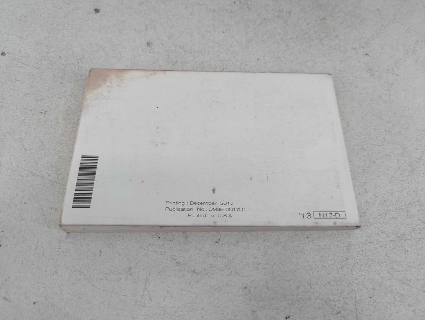 2013 Nissan Versa Owners Manual Book Guide P/N:OM3E 0N17U1 OEM Used Auto Parts